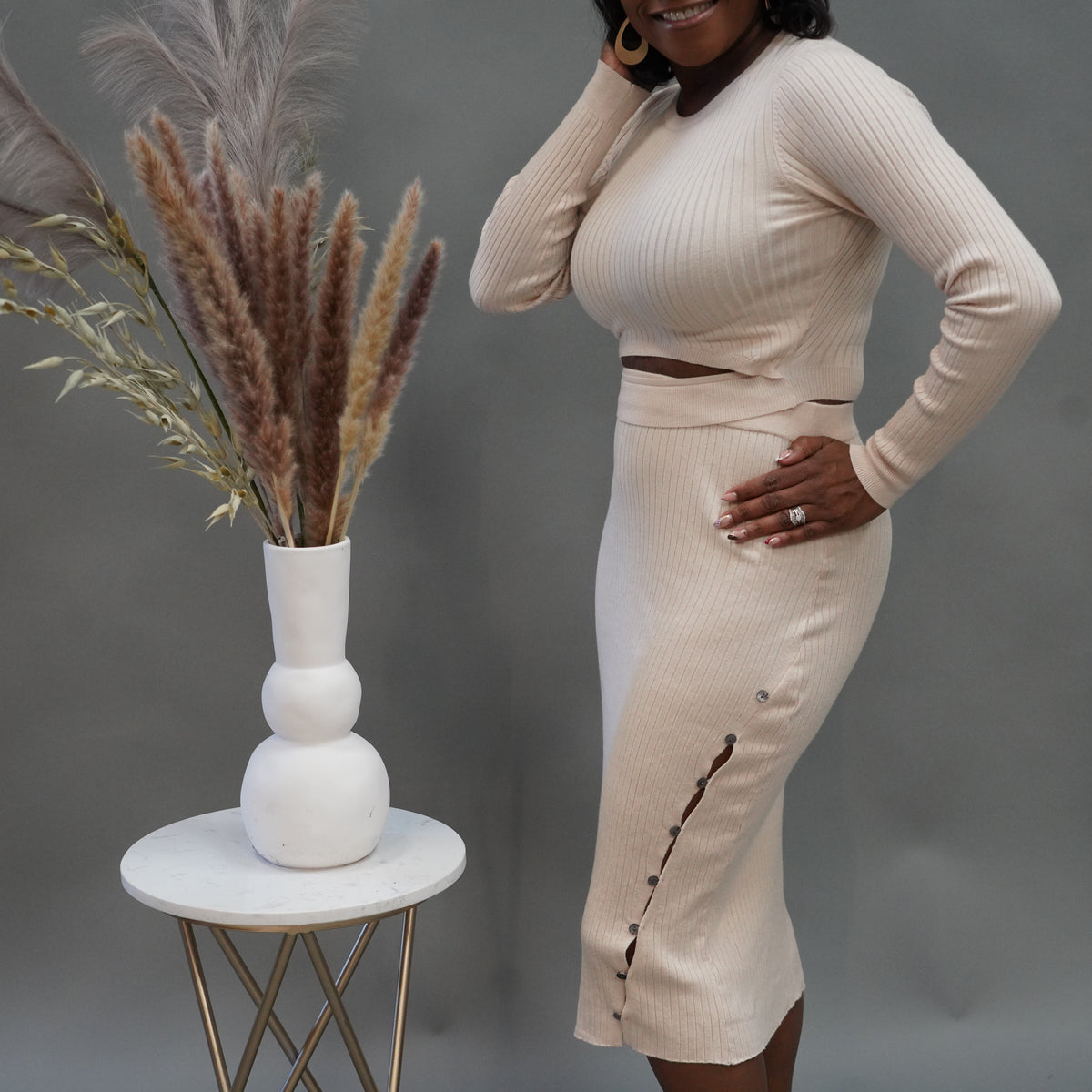 Cut Out 2 Piece Knit Set