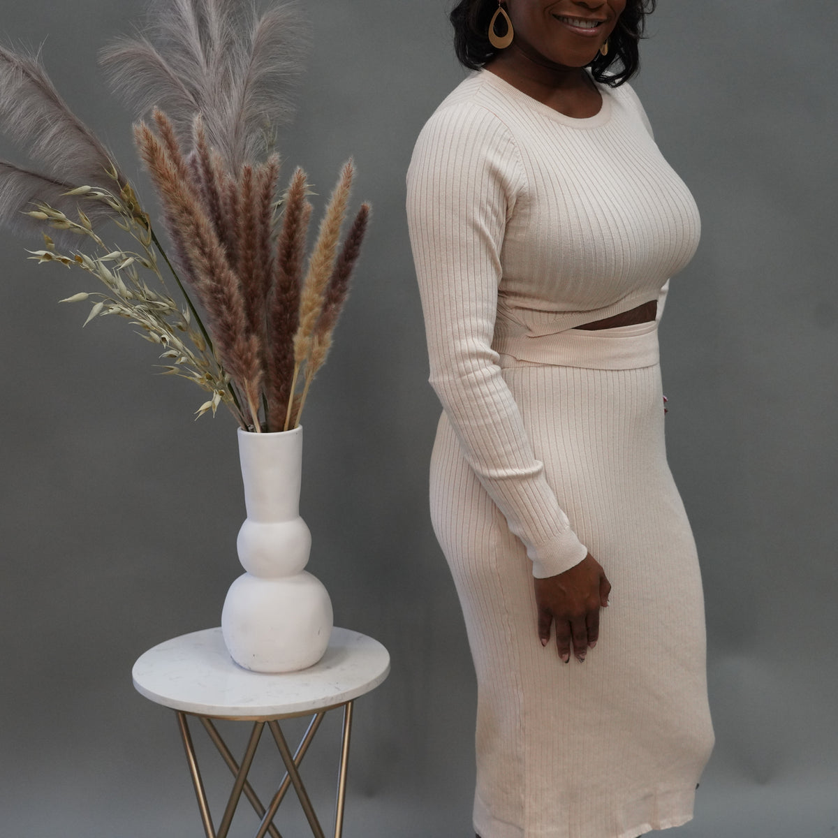 Cut Out 2 Piece Knit Set