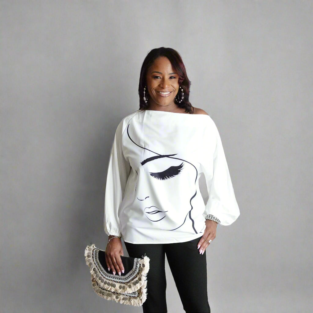 Abstract Figure Print Top