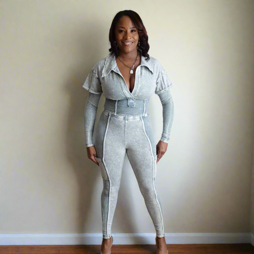 Mineral Wash/Cargo Legging Set