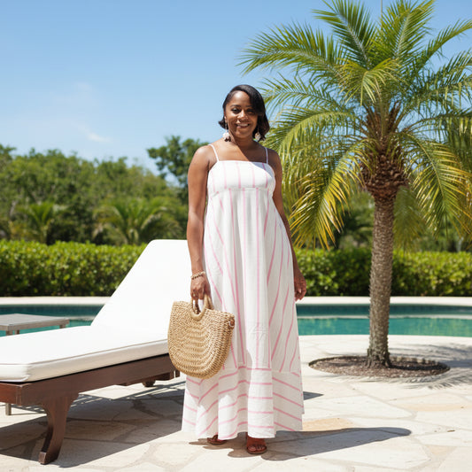 Linen Striped Maxi Dress