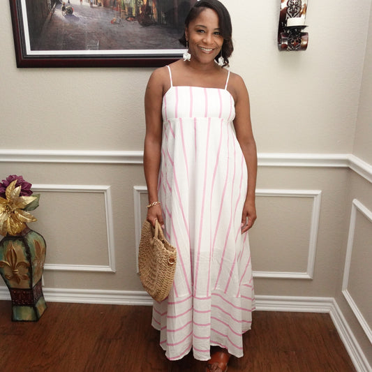 Linen Striped Maxi Dress