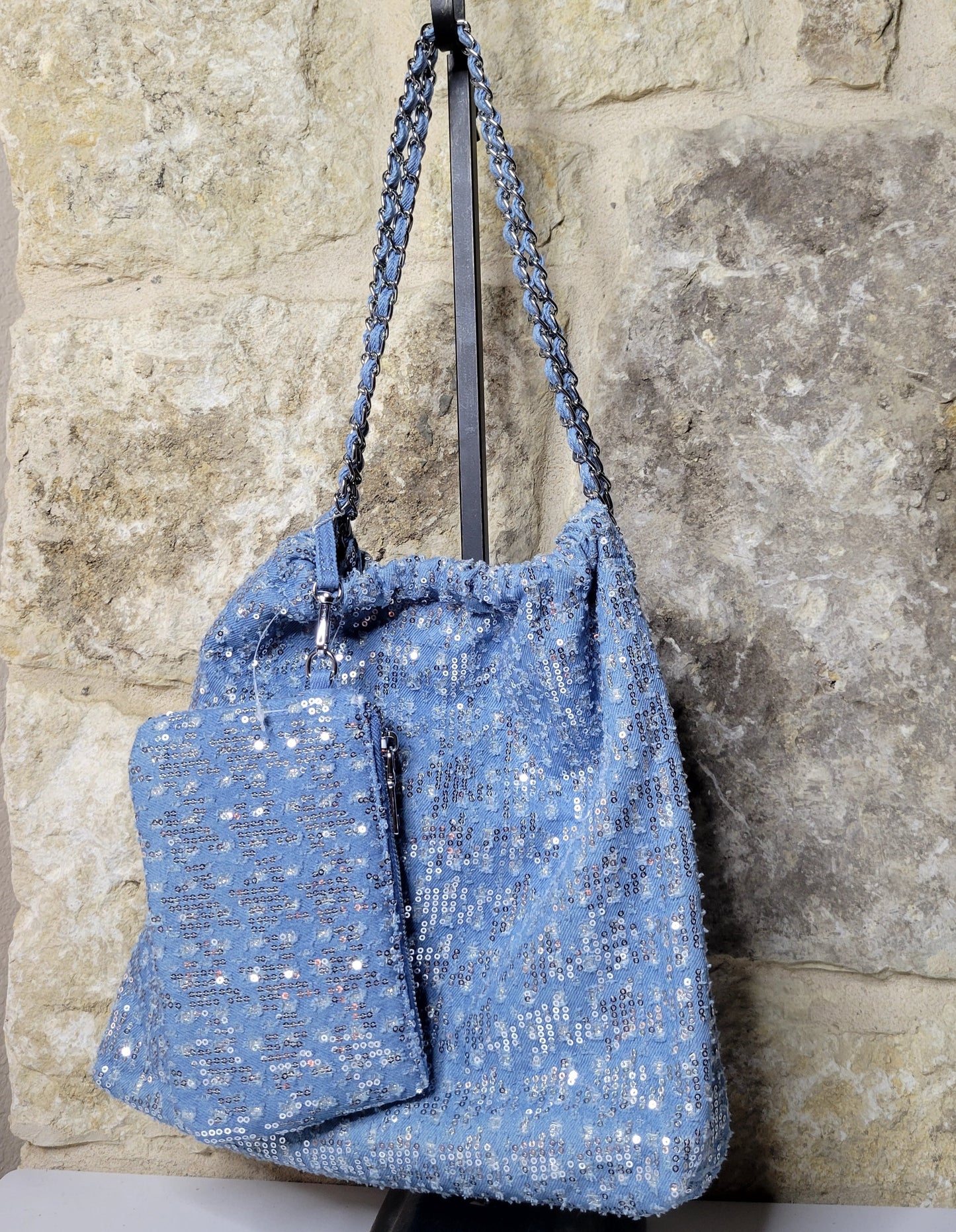 Sequin Denim Handbag