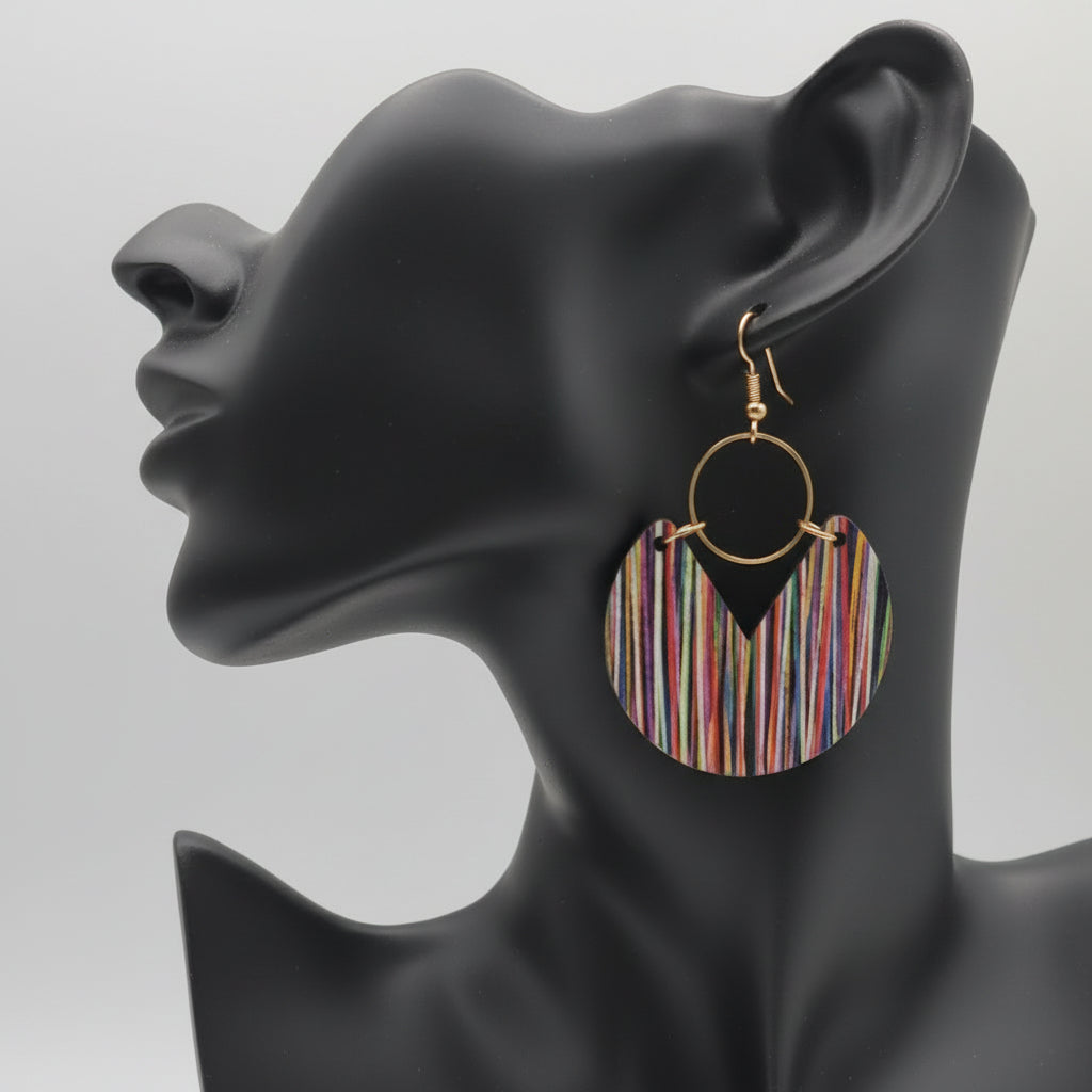 Striped Print Wooden Earring