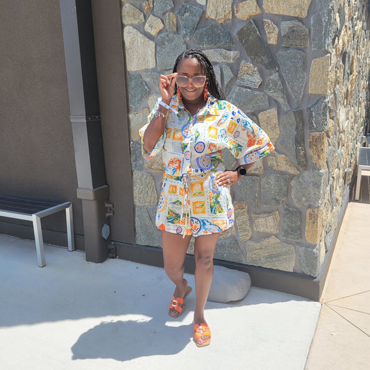 Watercolor Print Romper