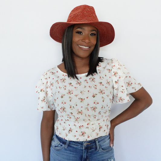 Ruffle Floral Tie Top