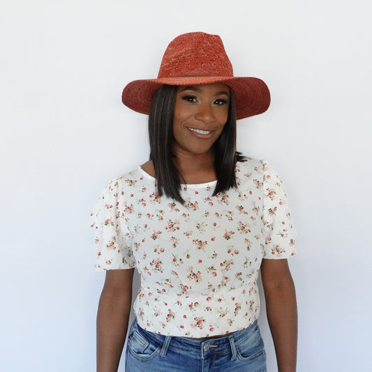 Ruffle Floral Tie Top