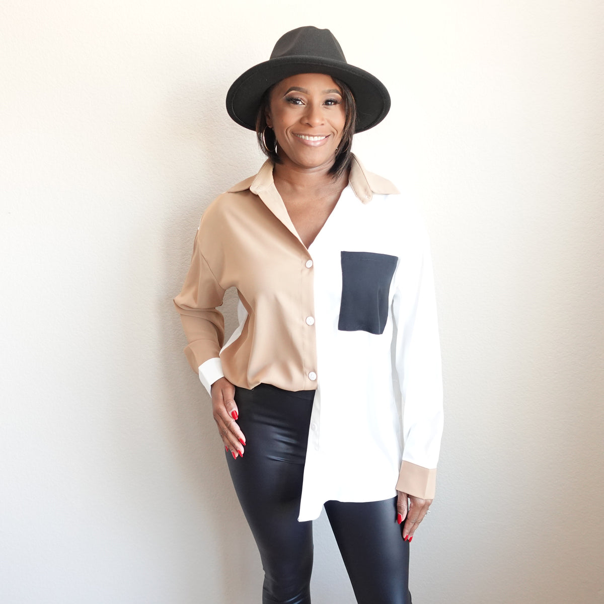 Two Tone Button Up Top