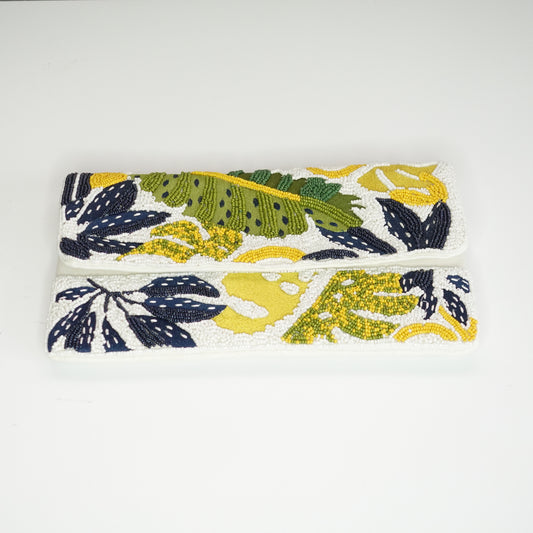 Palm Leaves Beaded Handbag