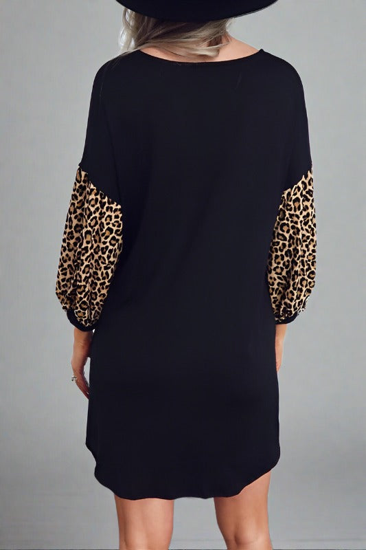 Balloon Sleeve Swing Dress