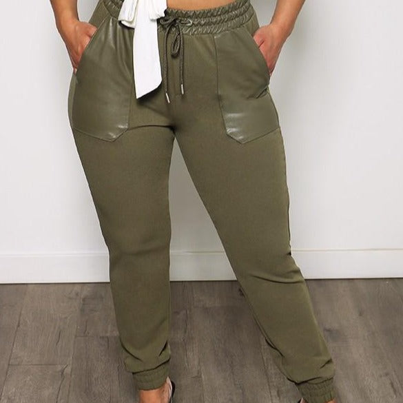 Jogger with Leather Trim