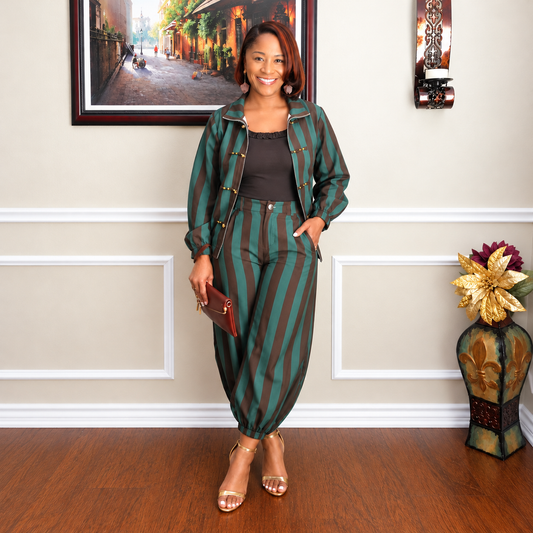Stripe Pattern Pant Set