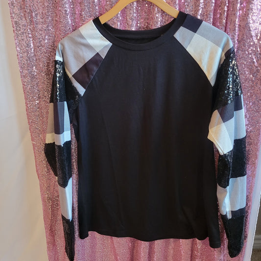 Plaid Sequin Top