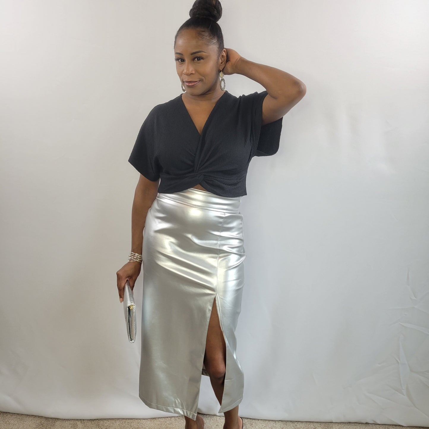 Metallic Midi Skirt