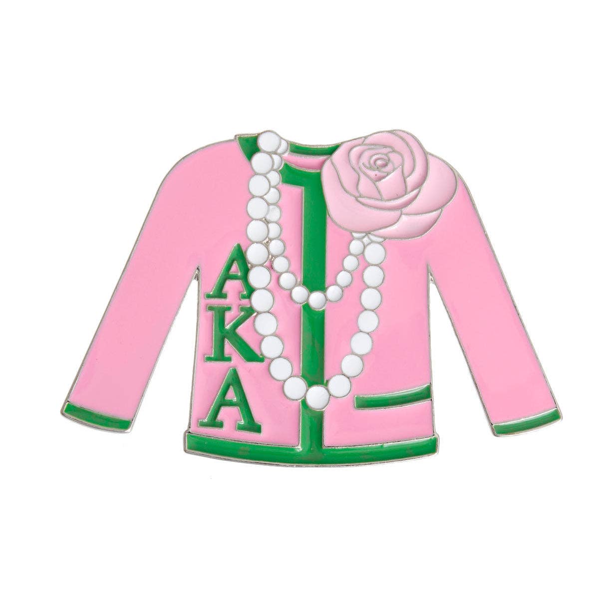 AKA Pink/Green Sorority Sweater Pin