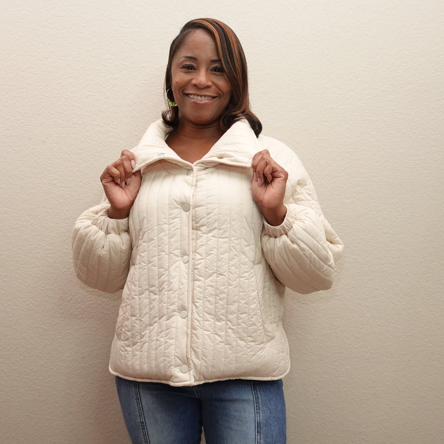 Cream Quilted Jacket