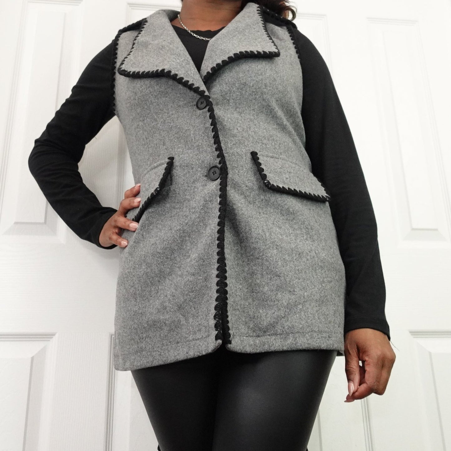 Color Block Button Vest