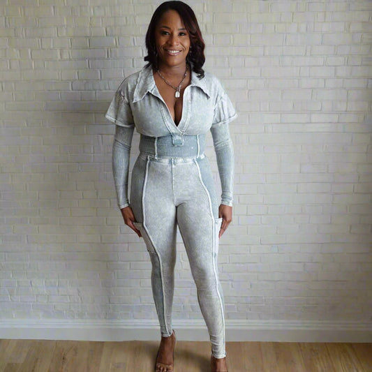 Mineral Wash/Cargo Legging Set