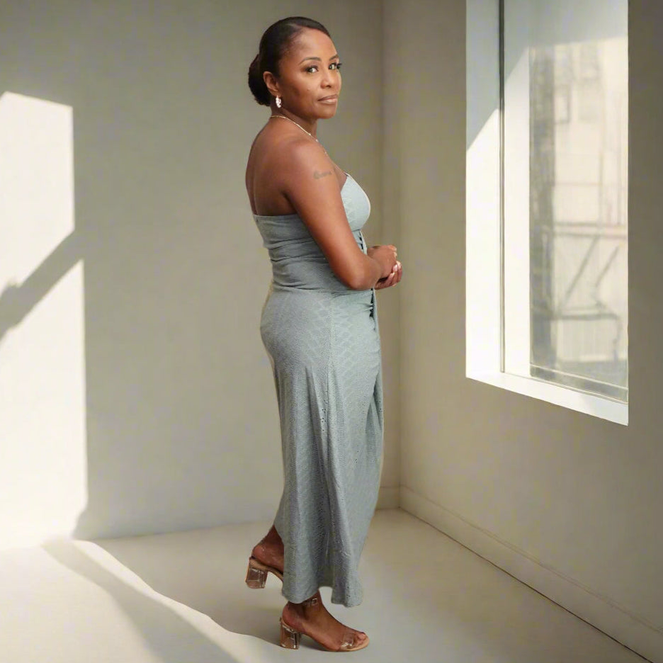 Strapless Jacquard Waist Dress