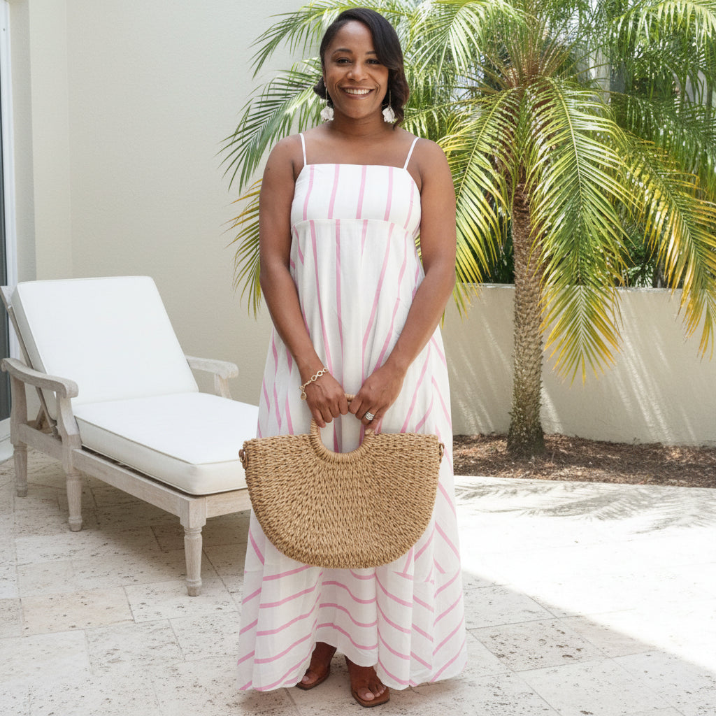 Linen Striped Maxi Dress