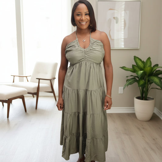 Olive/Tiered Maxi Dress