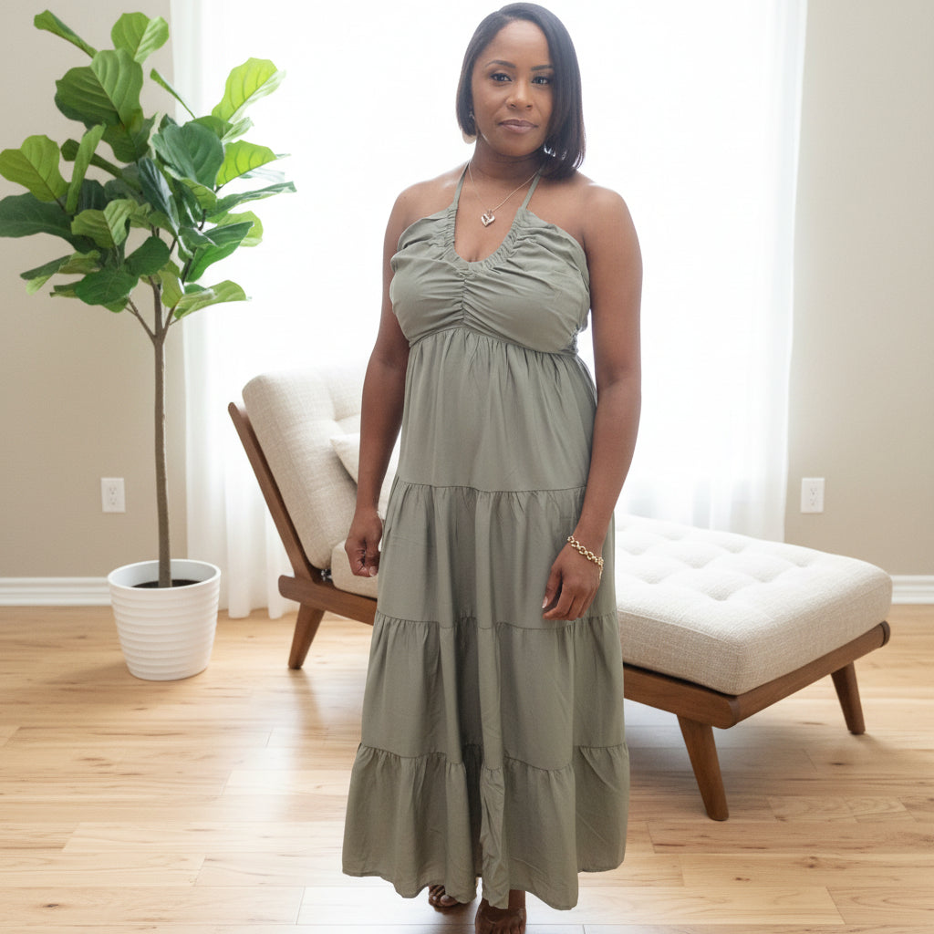 Olive/Tiered Maxi Dress