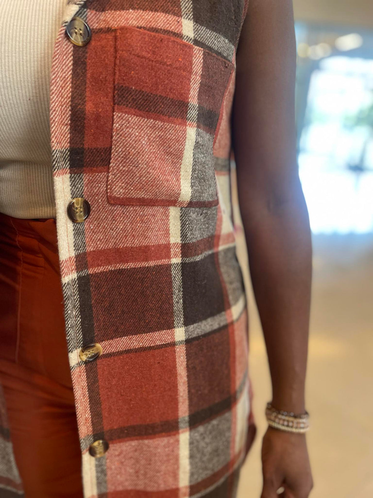 Sleeveless Plaid Vest