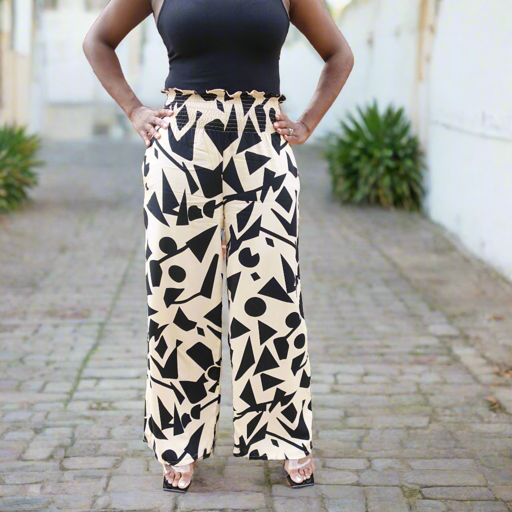 Printed Loose Pant/ Black and Tan