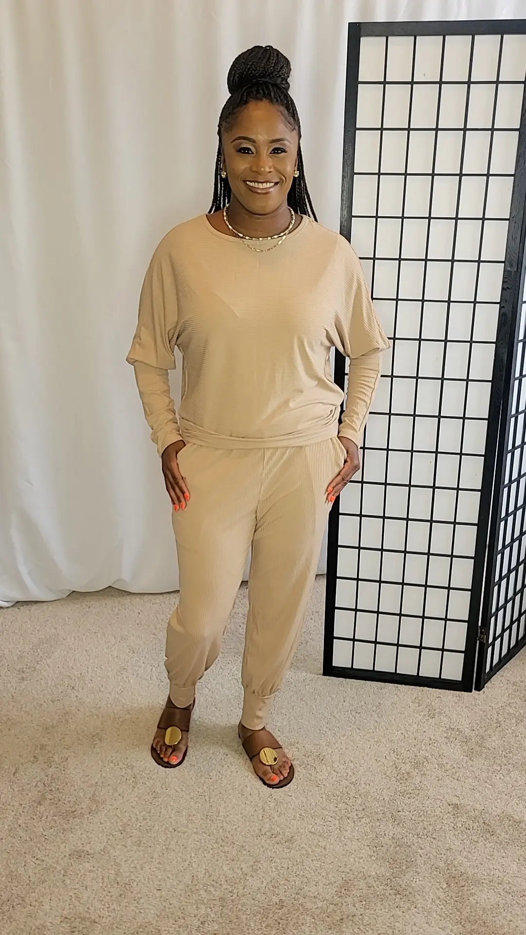 Dolman Sleeve Ribbed 2 Piece Jogger Set