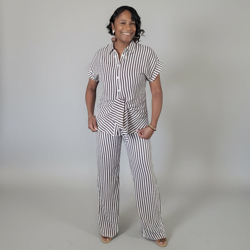 Run That Back/ Stripe Pant Set