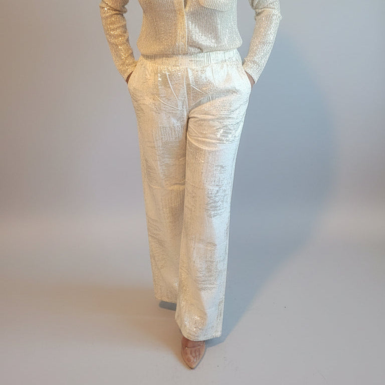 Metallic High Waist/ Wide Leg Pant
