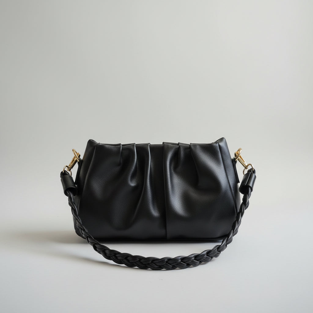 Braided Strap/ Leather Handbag