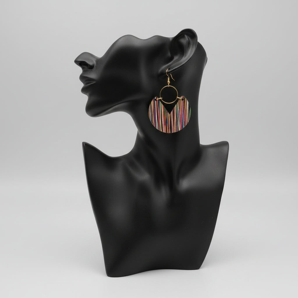 Striped Print Wooden Earring
