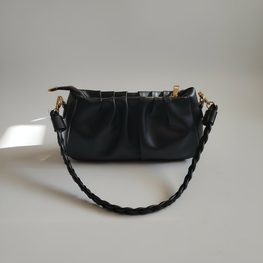 Braided Strap/ Leather Handbag
