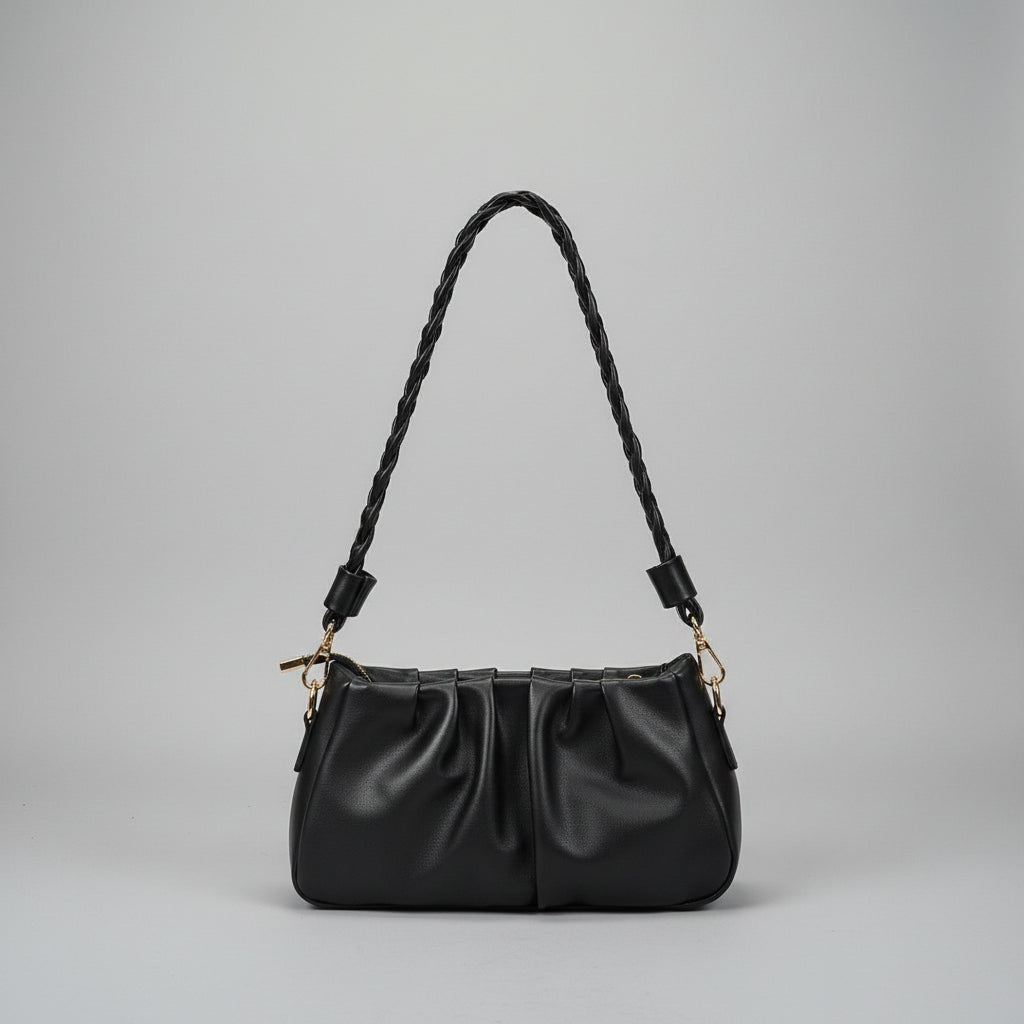 Braided Strap/ Leather Handbag