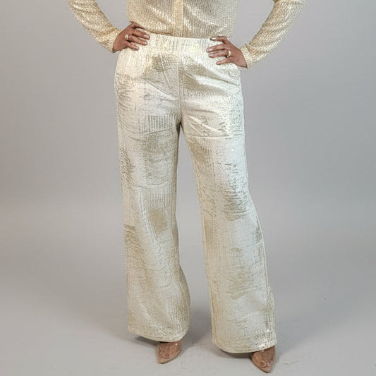 Metallic High Waist/ Wide Leg Pant