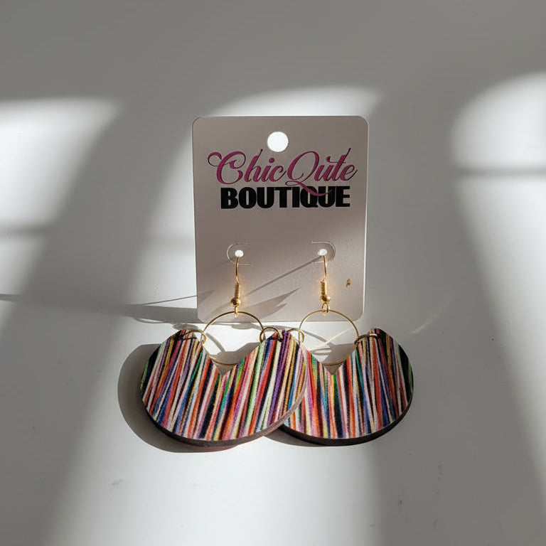 Striped Print Wooden Earring