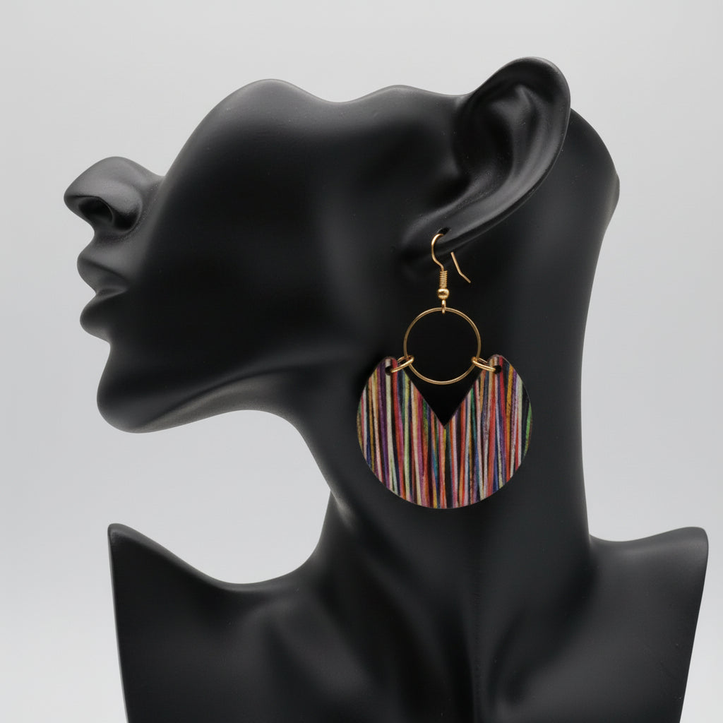 Striped Print Wooden Earring