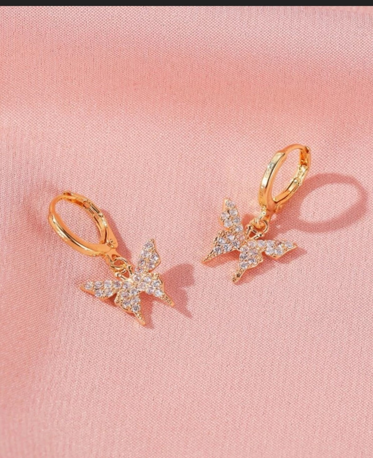 Rhinestone Butterfly Round Drop Earrings