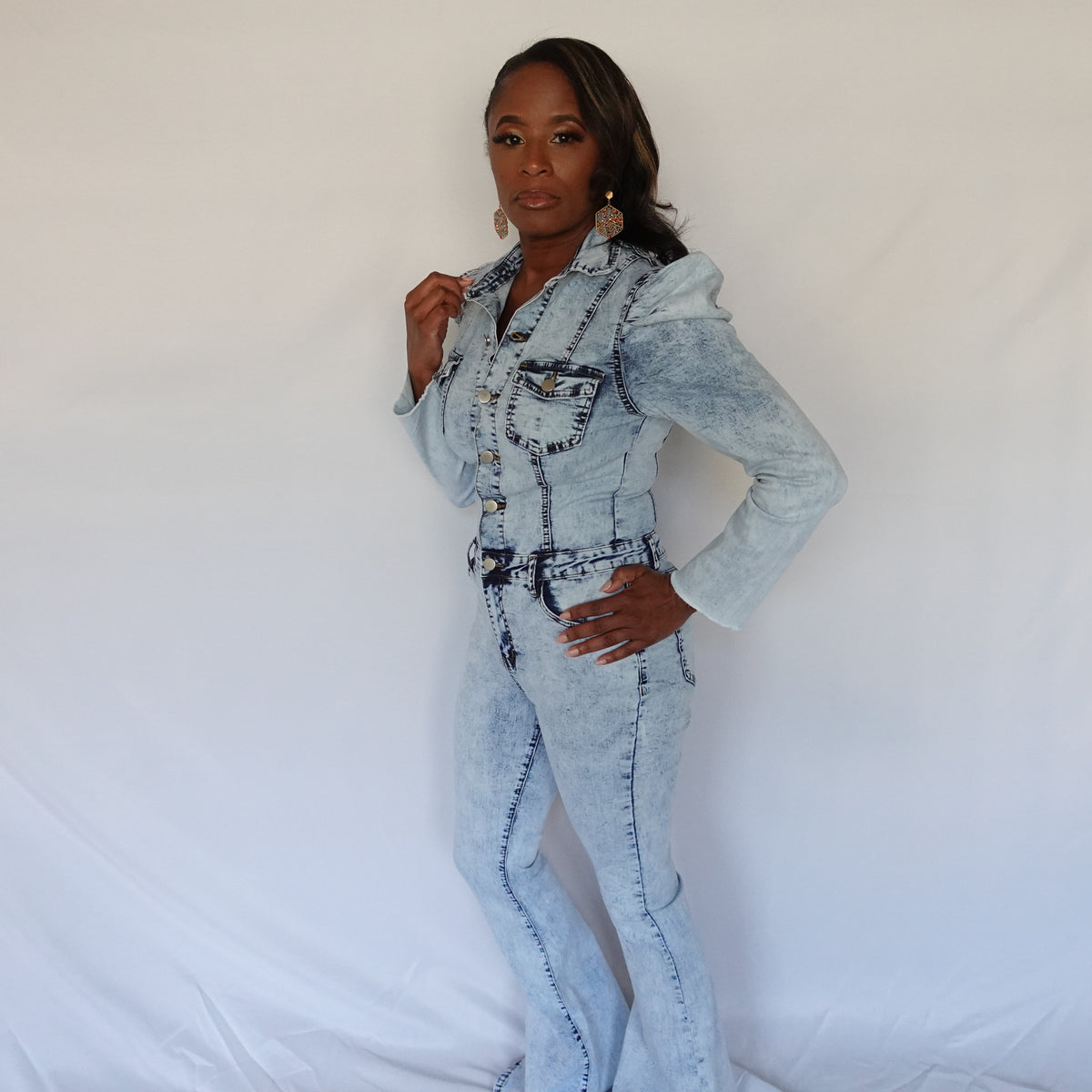 Light Wash Denim Jumpsuit