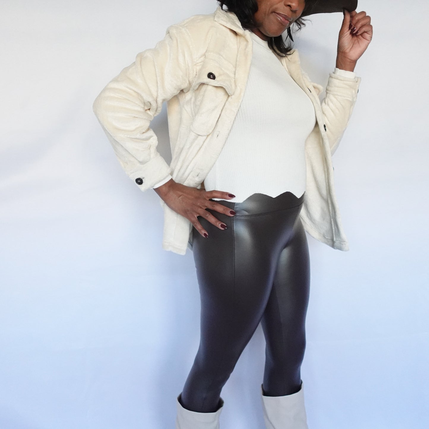 Chocolate High Rise Faux Leather Leggings