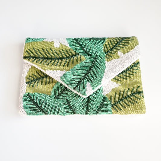 Tropical Beaded Leaf Purse