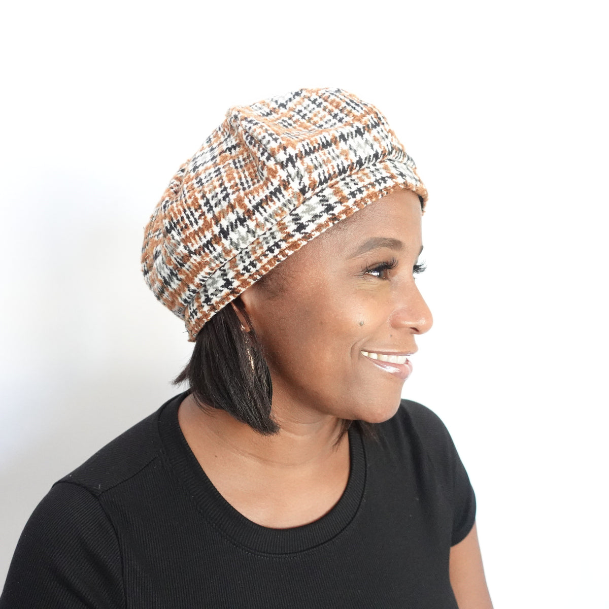 Plaid Beret Hat