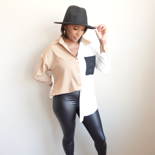 Two Tone Button Up Top