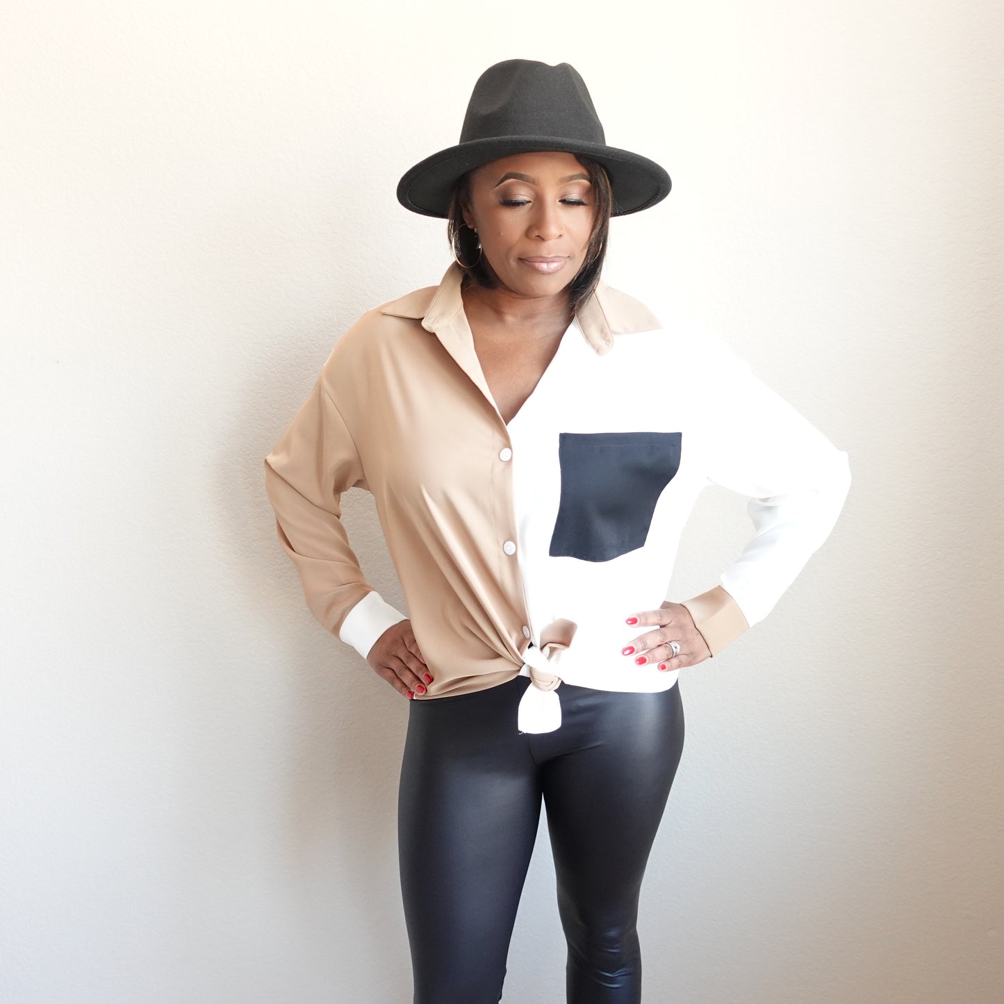 Two Tone Button Up Top