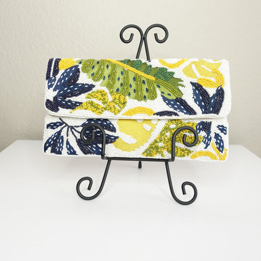 Palm Leaves Beaded Handbag