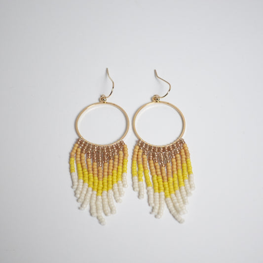 Circle Beaded Fringe Drop Earrings